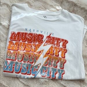 Nashville Music City Graphic Tee - White with Multicolor Print